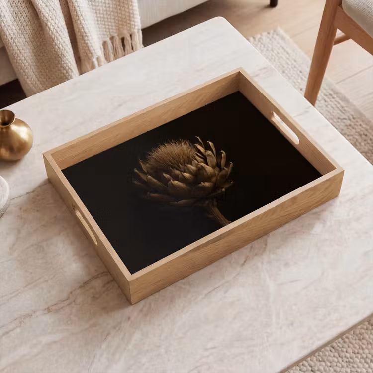 Tray - Dark brown - Flower - Texture - Artichoke — 2