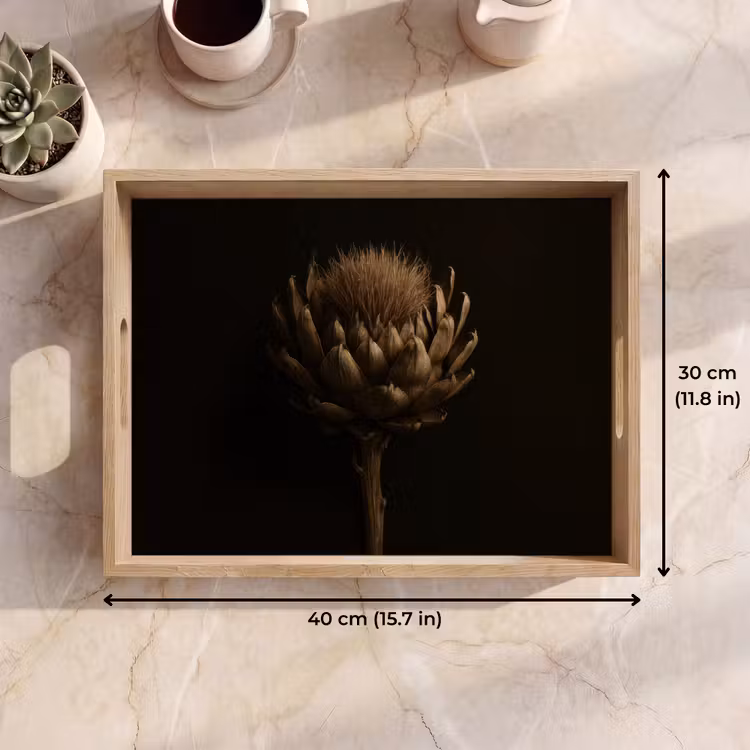 Tray - Dark brown - Flower - Texture - Artichoke — 7