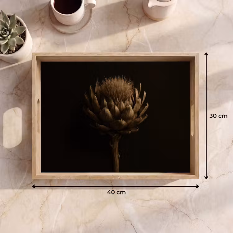 Tray - Dark brown - Flower - Texture - Artichoke — 8
