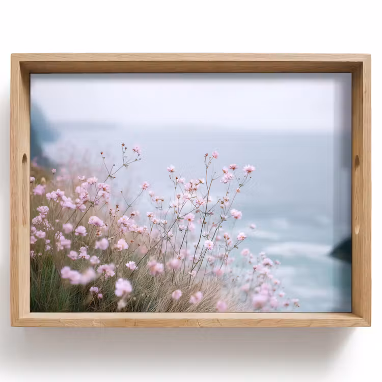 Tray - Cliff - Flowers - Sea - Pink — 1
