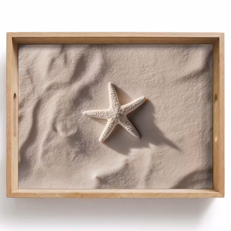 Tray - Beach - Starfish - Sand - Beige — 1