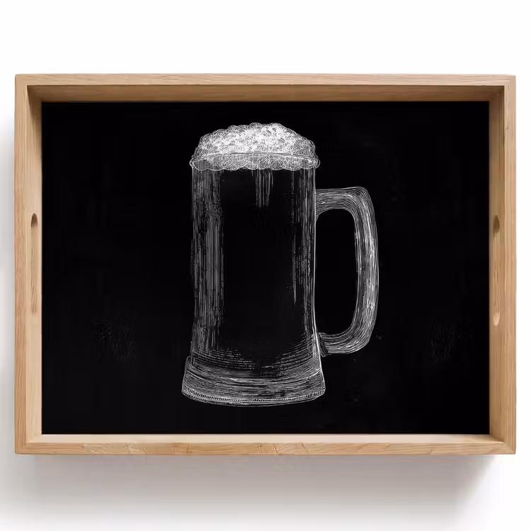 Tray - Beer mug - Foam - Chalk drawing — 1