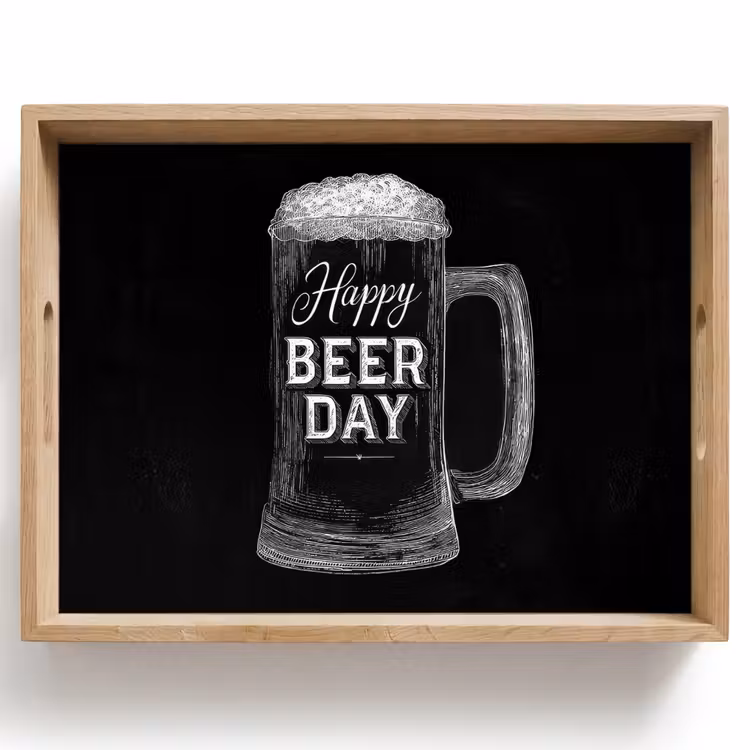 Tray - Beer mug - White chalk letters - Happy beer day — 1