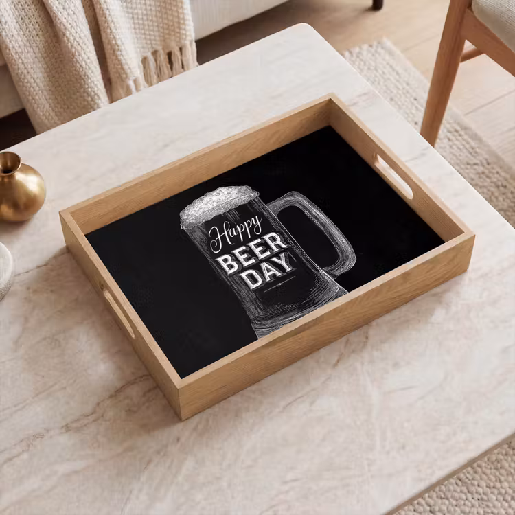 Tray - Beer mug - White chalk letters - Happy beer day — 2