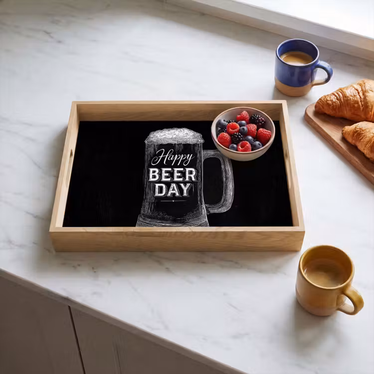 Tray - Beer mug - White chalk letters - Happy beer day — 3
