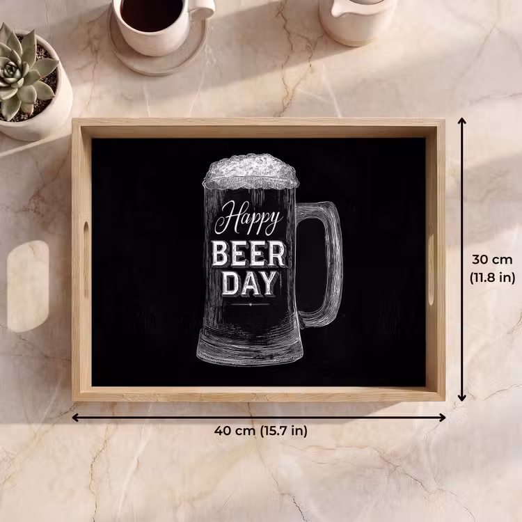 Tray - Beer mug - White chalk letters - Happy beer day — 7