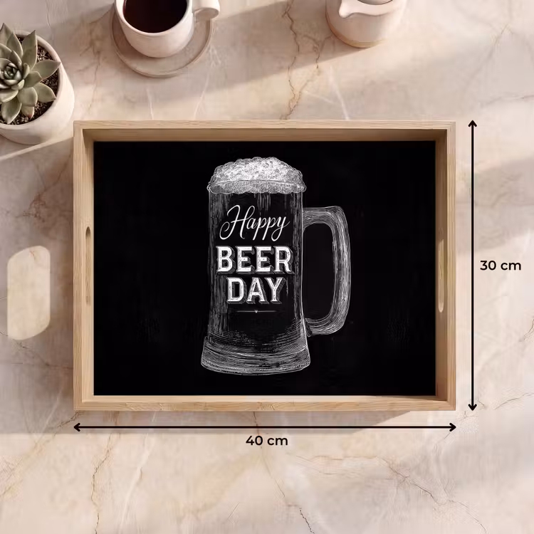Tray - Beer mug - White chalk letters - Happy beer day — 8