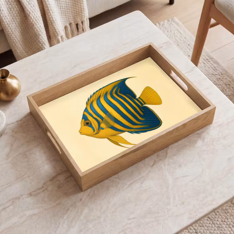 Tray - Bright yellow - fish - stripes - fins — 2