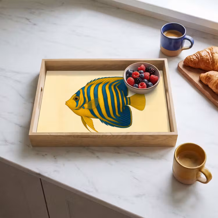 Tray - Bright yellow - fish - stripes - fins — 3