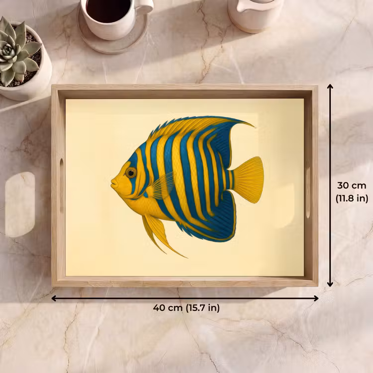 Tray - Bright yellow - fish - stripes - fins — 7