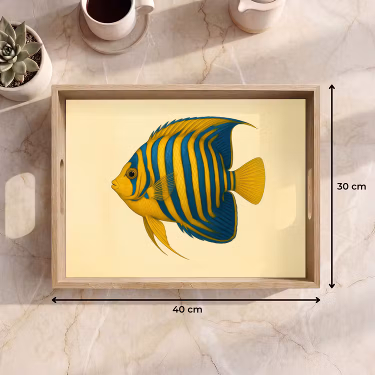 Tray - Bright yellow - fish - stripes - fins — 8