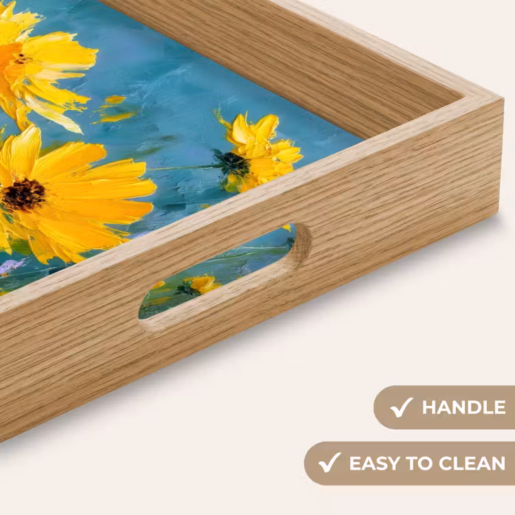 Tray - Brush strokes - Flowers - Bright yellow - Abstract — 9