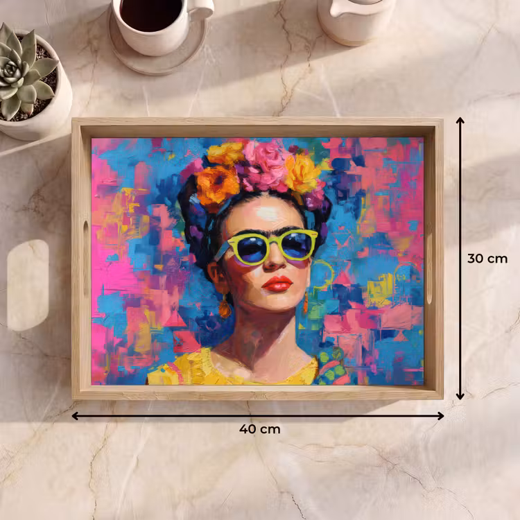 Tray - Cheerful portrait - Woman - Crown of Flowers — 8
