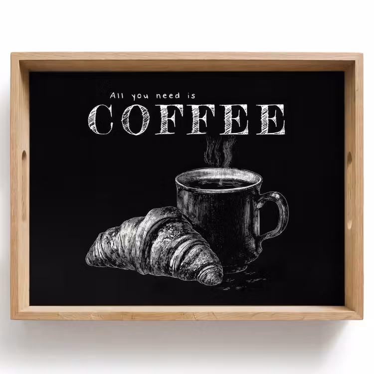 Tray - Coffee - Croissant - Text — 1