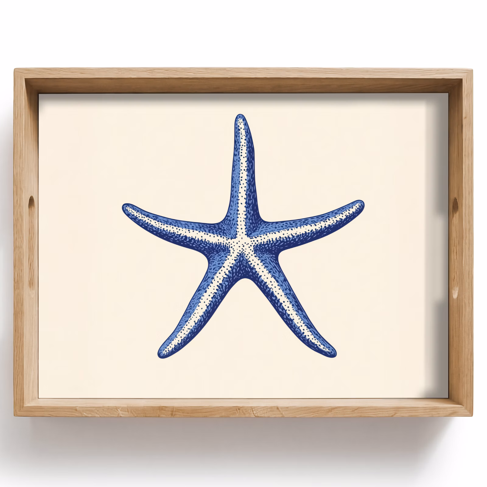 Tray - Blue starfish - Minimalist - Beige — 1