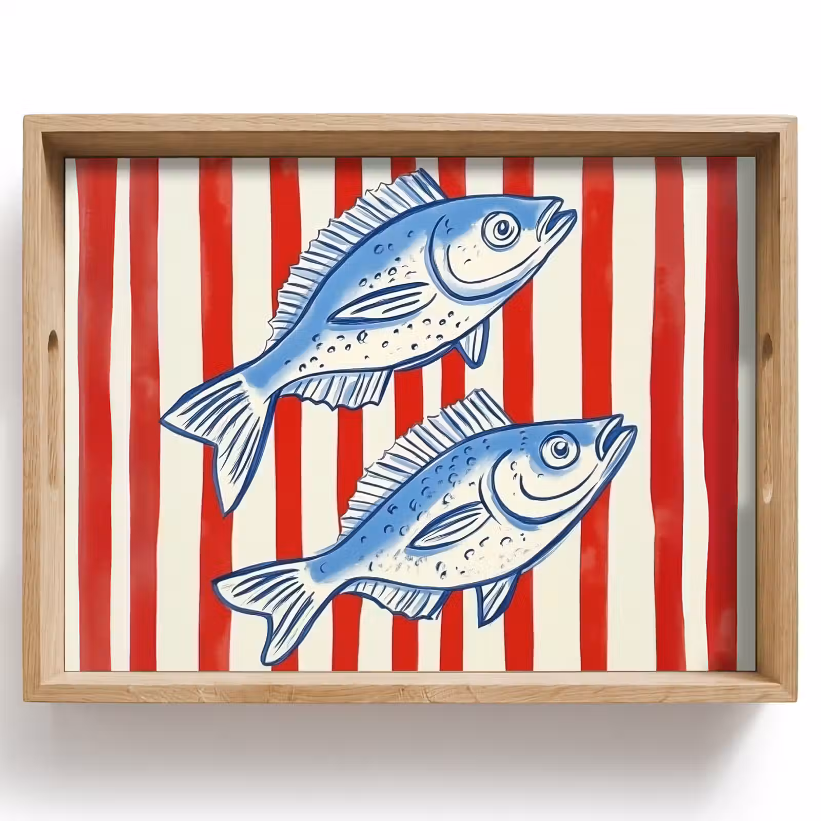 Tray - Fish - Vertical stripes - Blue - Red — 1