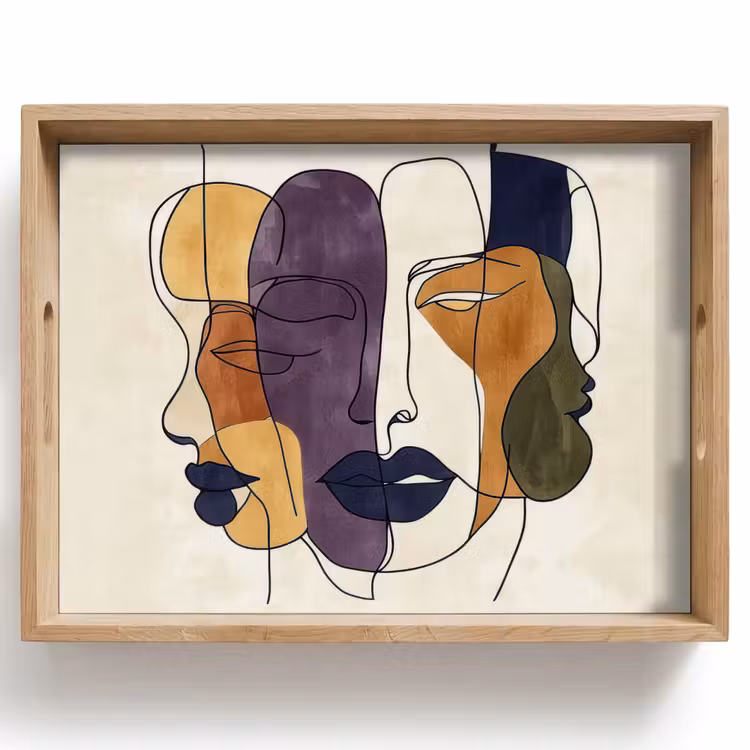 Tray - Abstract - Overlapping faces - Purple - Dark green — 1