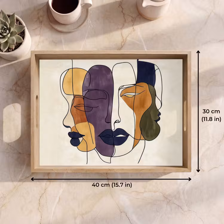 Tray - Abstract - Overlapping faces - Purple - Dark green — 7