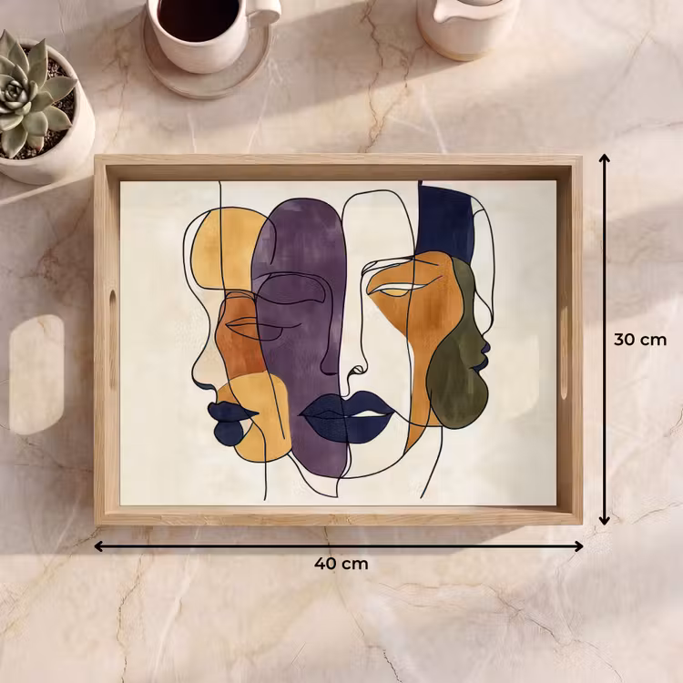 Tray - Abstract - Overlapping faces - Purple - Dark green — 8