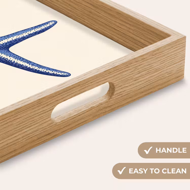 Tray - Blue starfish - Minimalist - Beige — 9
