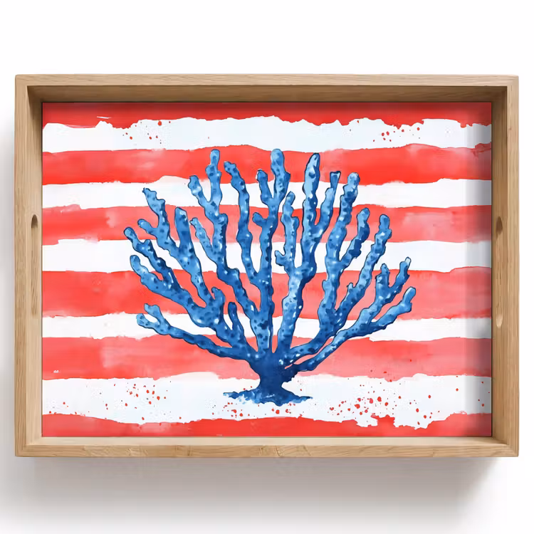 Tray - Coral - Paint texture - Red - Blue — 1