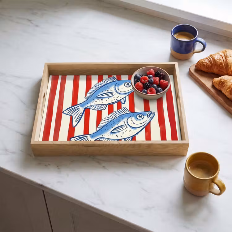 Tray - Fish - Vertical stripes - Blue - Red — 3
