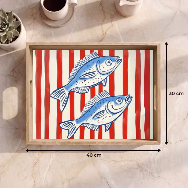 Tray - Fish - Vertical stripes - Blue - Red — 8