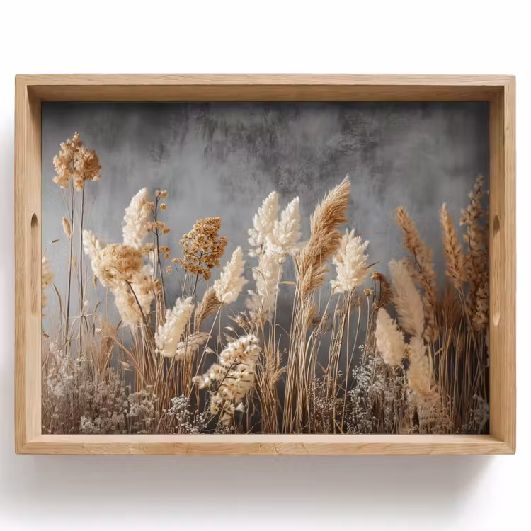 Tray - Dried Field Flowers - Gray - Concrete — 1