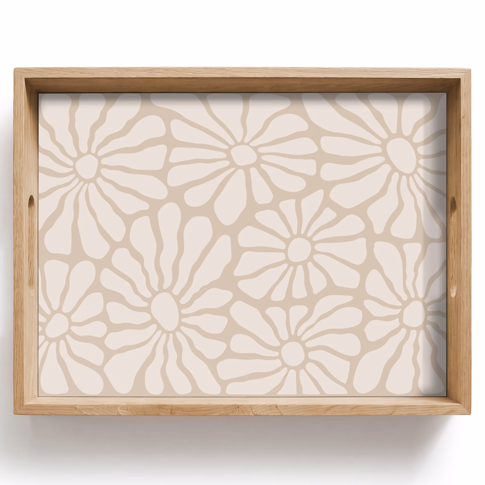 Tray - Floral - Print - Beige - Brown - Minimalist — 1