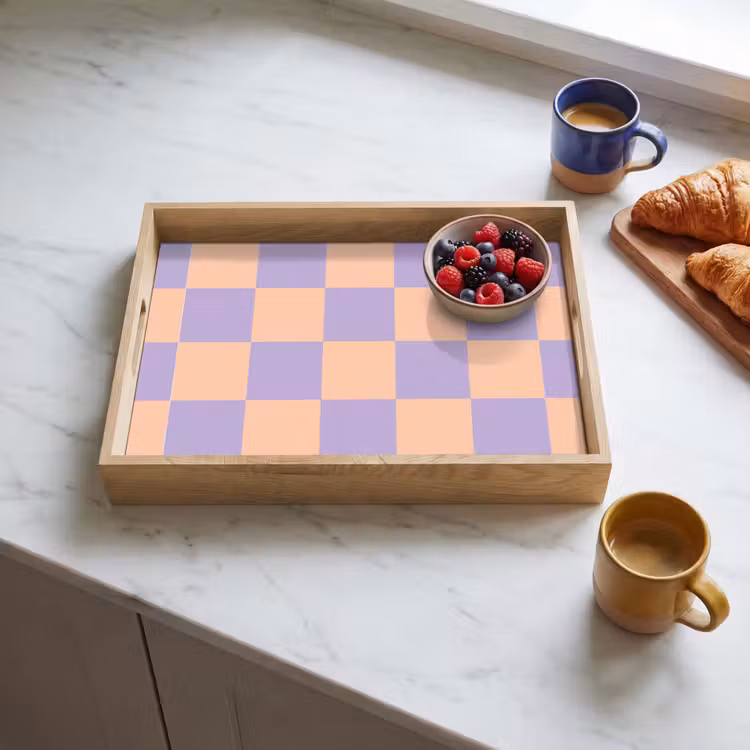 Tray - Chessboard pattern - Purple - Pink - Cubes — 3