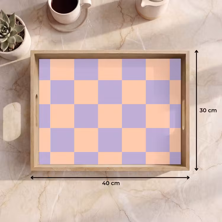 Tray - Chessboard pattern - Purple - Pink - Cubes — 8