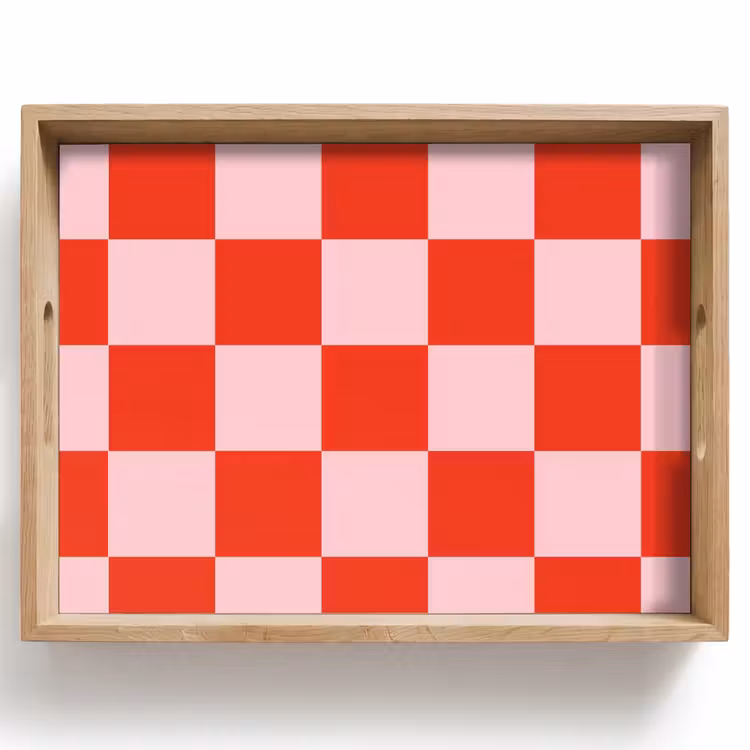 Tray - Chessboard pattern - Red - Pink - Cubes — 1