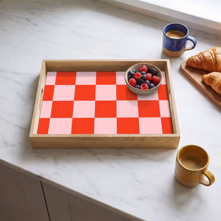 Tray - Chessboard pattern - Red - Pink - Cubes — 3