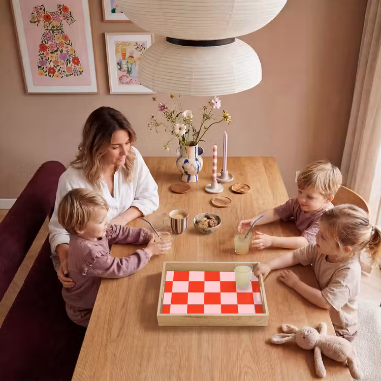 Tray - Chessboard pattern - Red - Pink - Cubes — 5