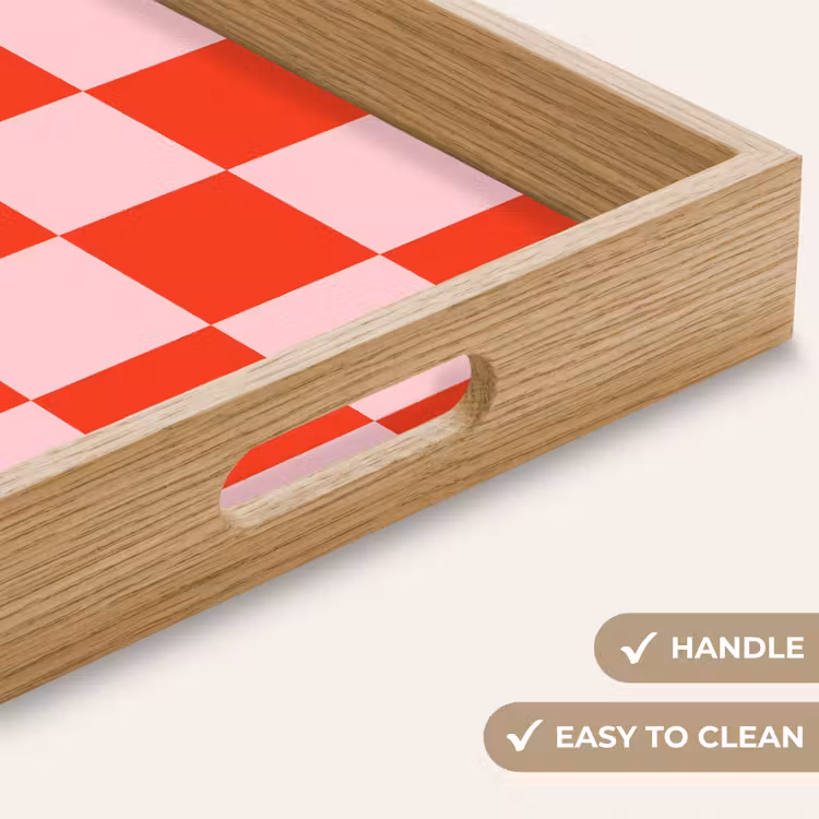 Tray - Chessboard pattern - Red - Pink - Cubes — 9