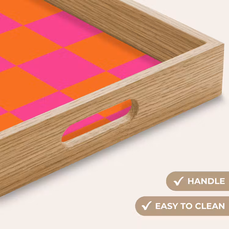 Tray - Chessboard print - Orange - Pink - Cubes — 9