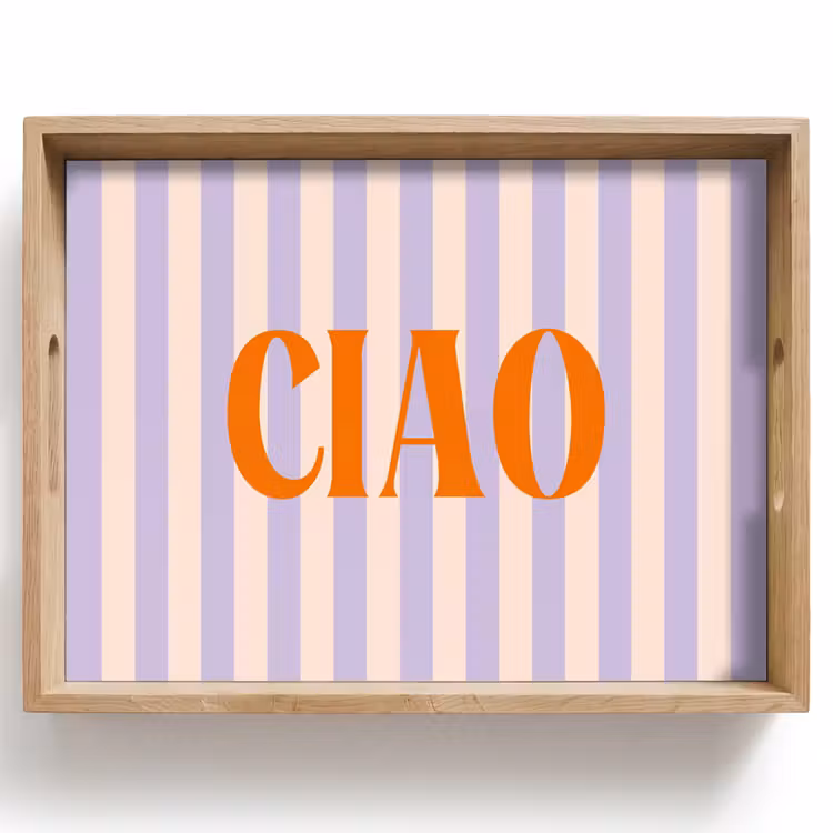 Tray - Ciao - Quote - Pastel - Stripes — 1