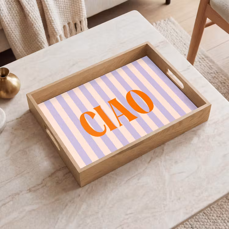 Tray - Ciao - Quote - Pastel - Stripes — 2