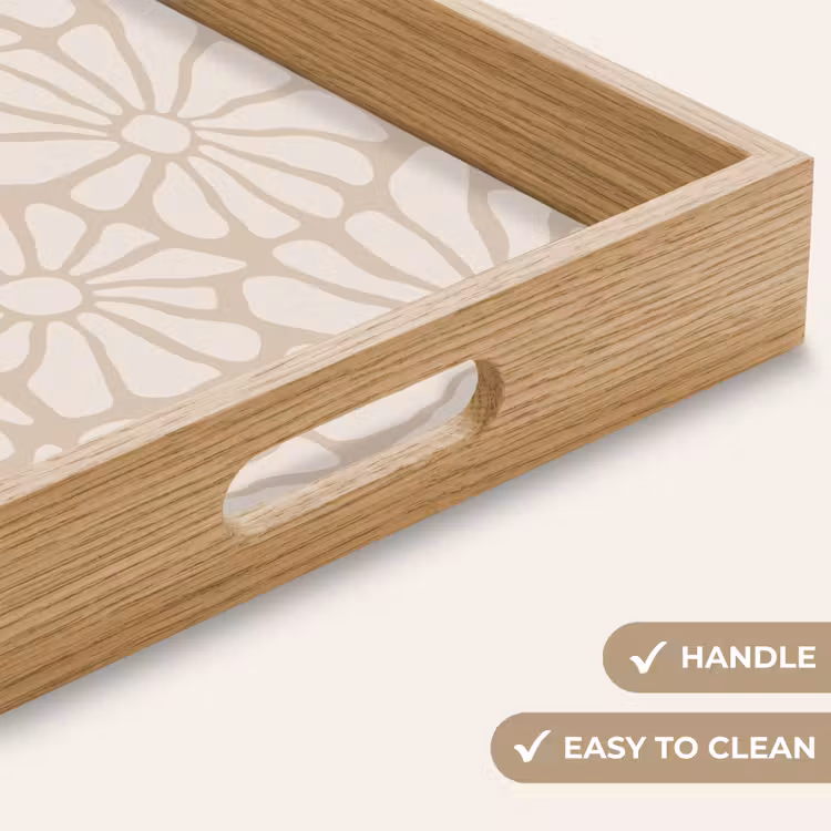 Tray - Floral - Print - Beige - Brown - Minimalist — 9