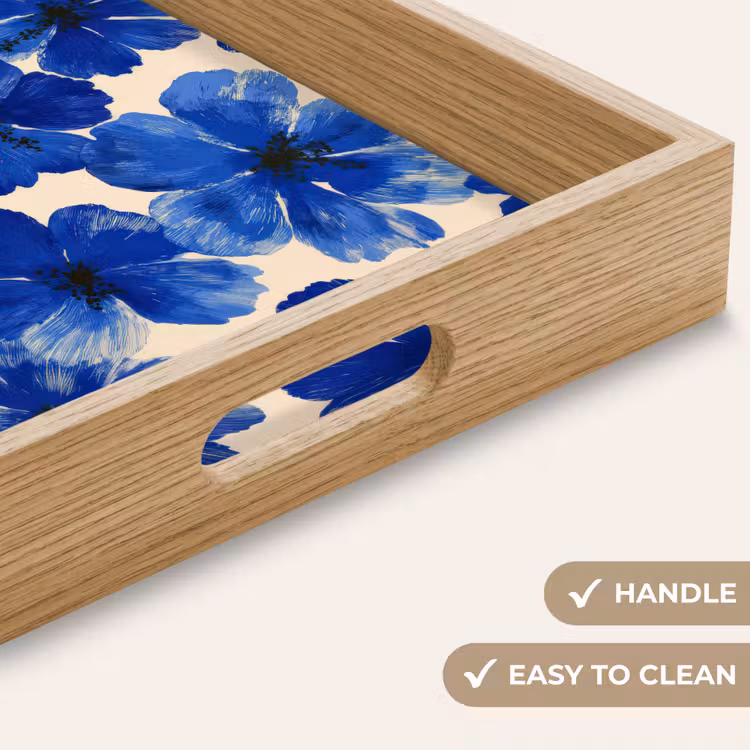 Tray - Flowers - Blue -Patterned - White — 9