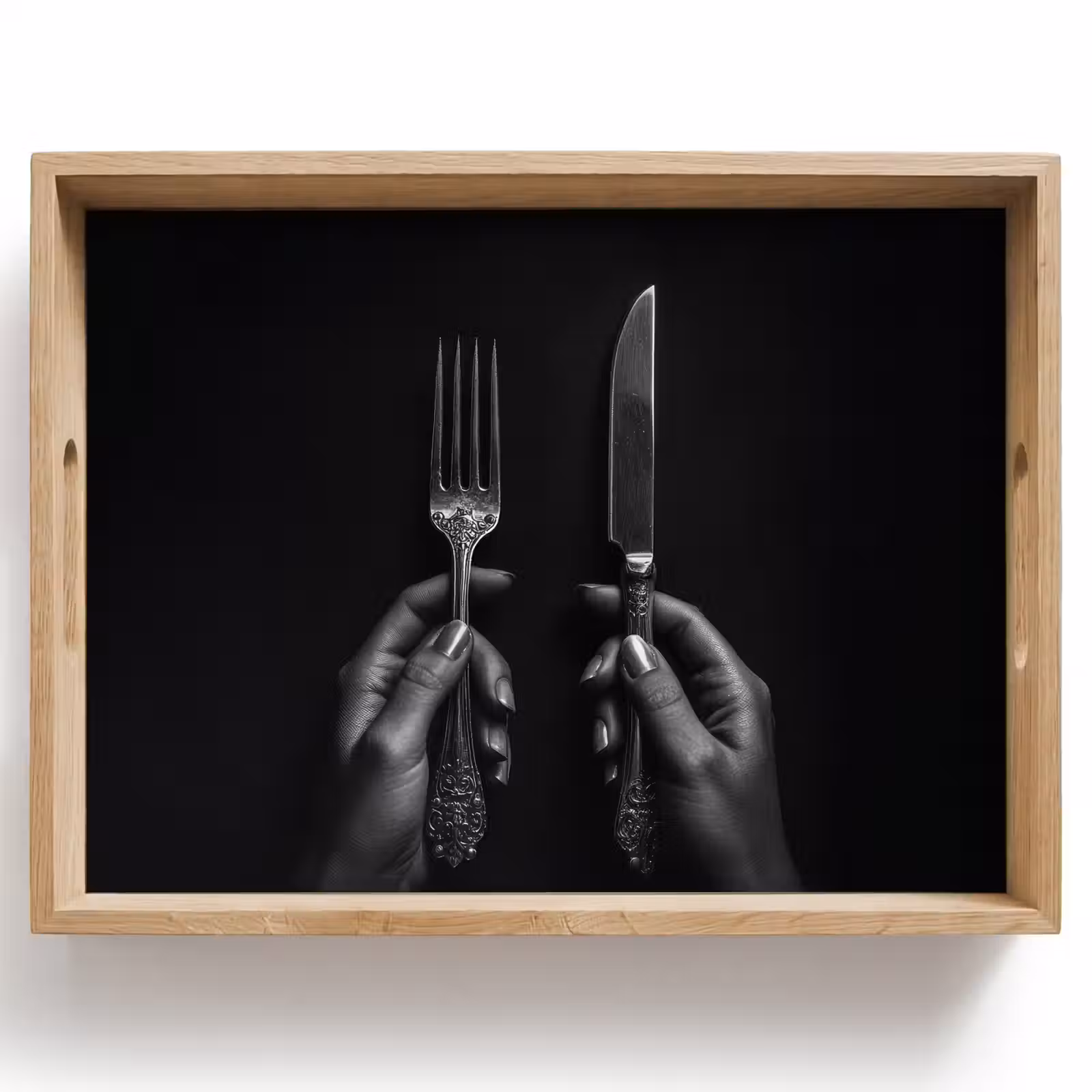 Tray - Cutlery - Black - White — 1