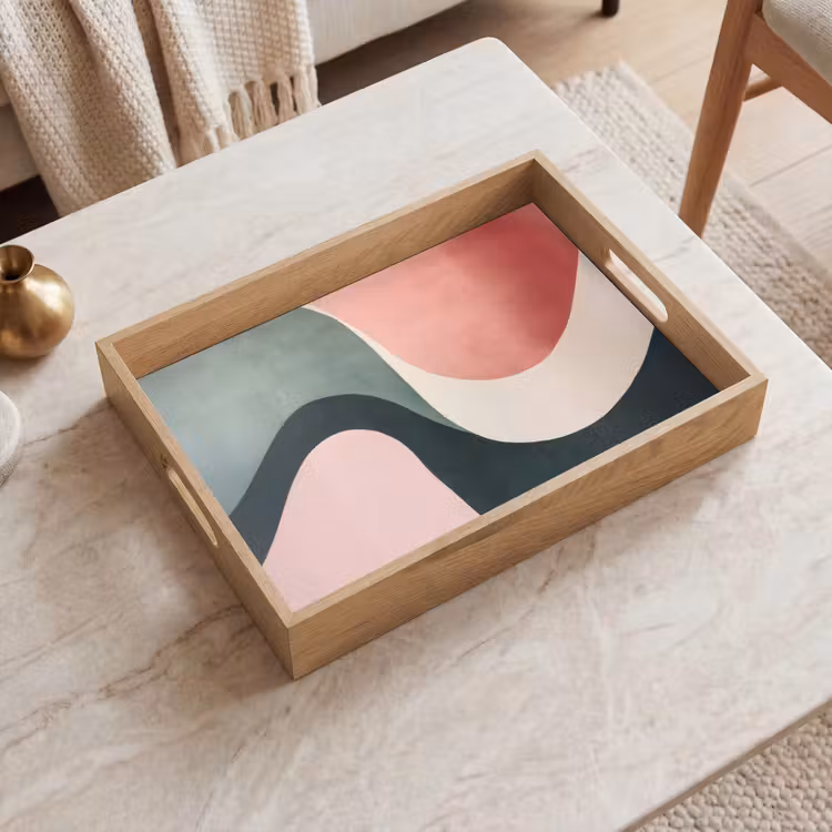 Tray - Abstract - Waves - Ornate - Pink — 2