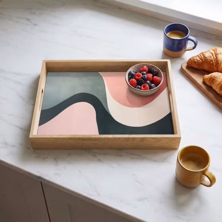 Tray - Abstract - Waves - Ornate - Pink — 3