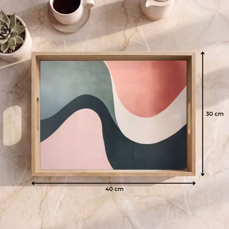 Tray - Abstract - Waves - Ornate - Pink — 8