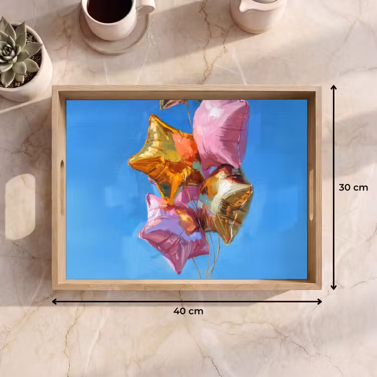 Tray - Balloons - Gold - Star Shape - Pink — 8