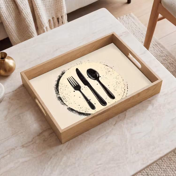 Tray - Black - Cutlery - Round — 2