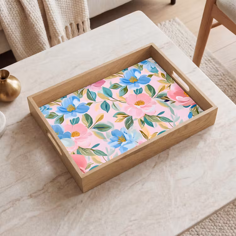 Tray - Blue - Pink - Flowers — 2