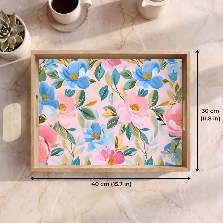 Tray - Blue - Pink - Flowers — 7