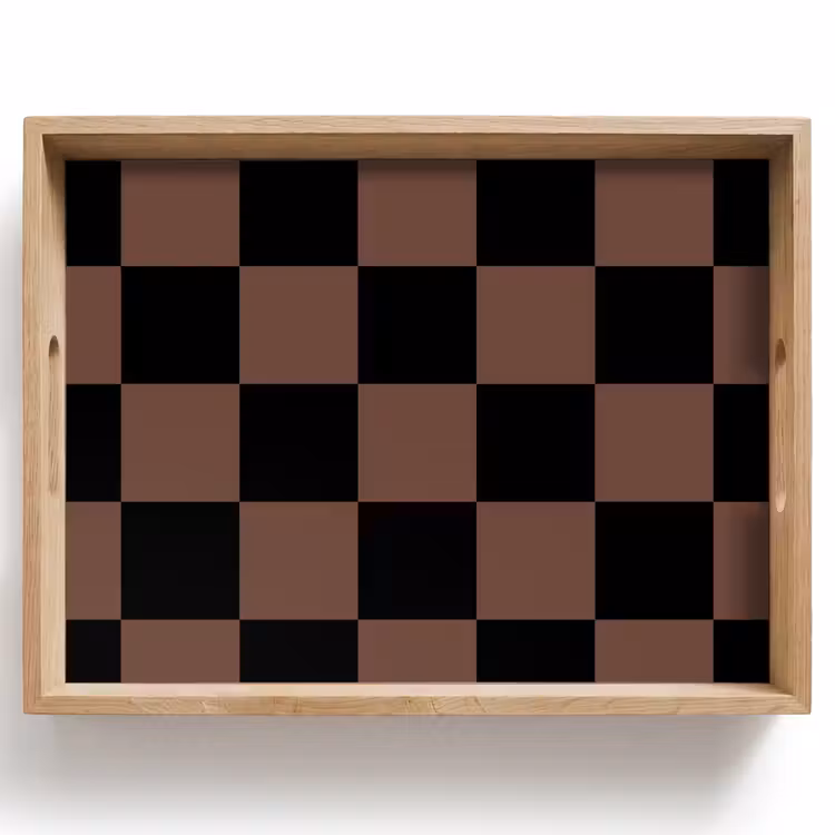 Tray - Chessboard print - Brown - Black - Blocks — 1