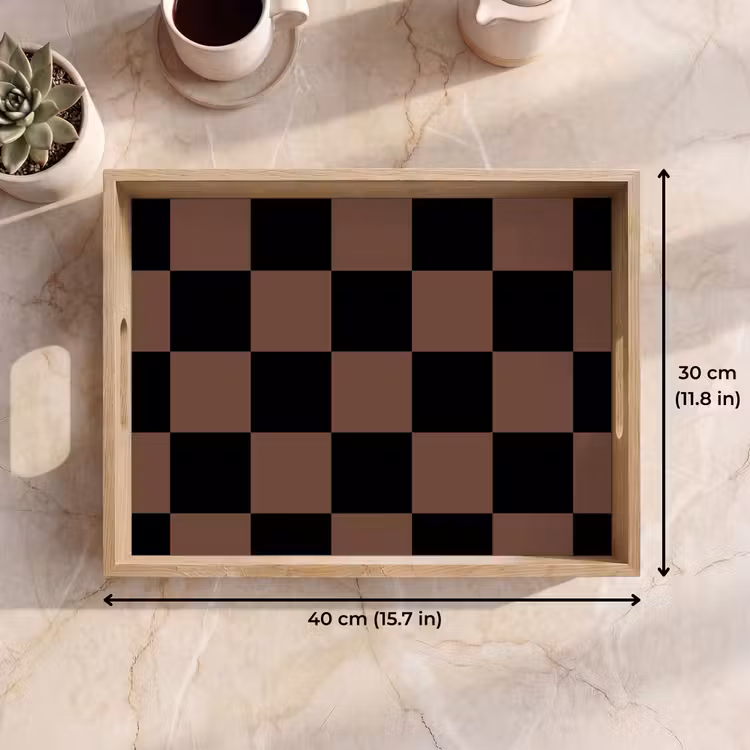 Tray - Chessboard print - Brown - Black - Blocks — 7